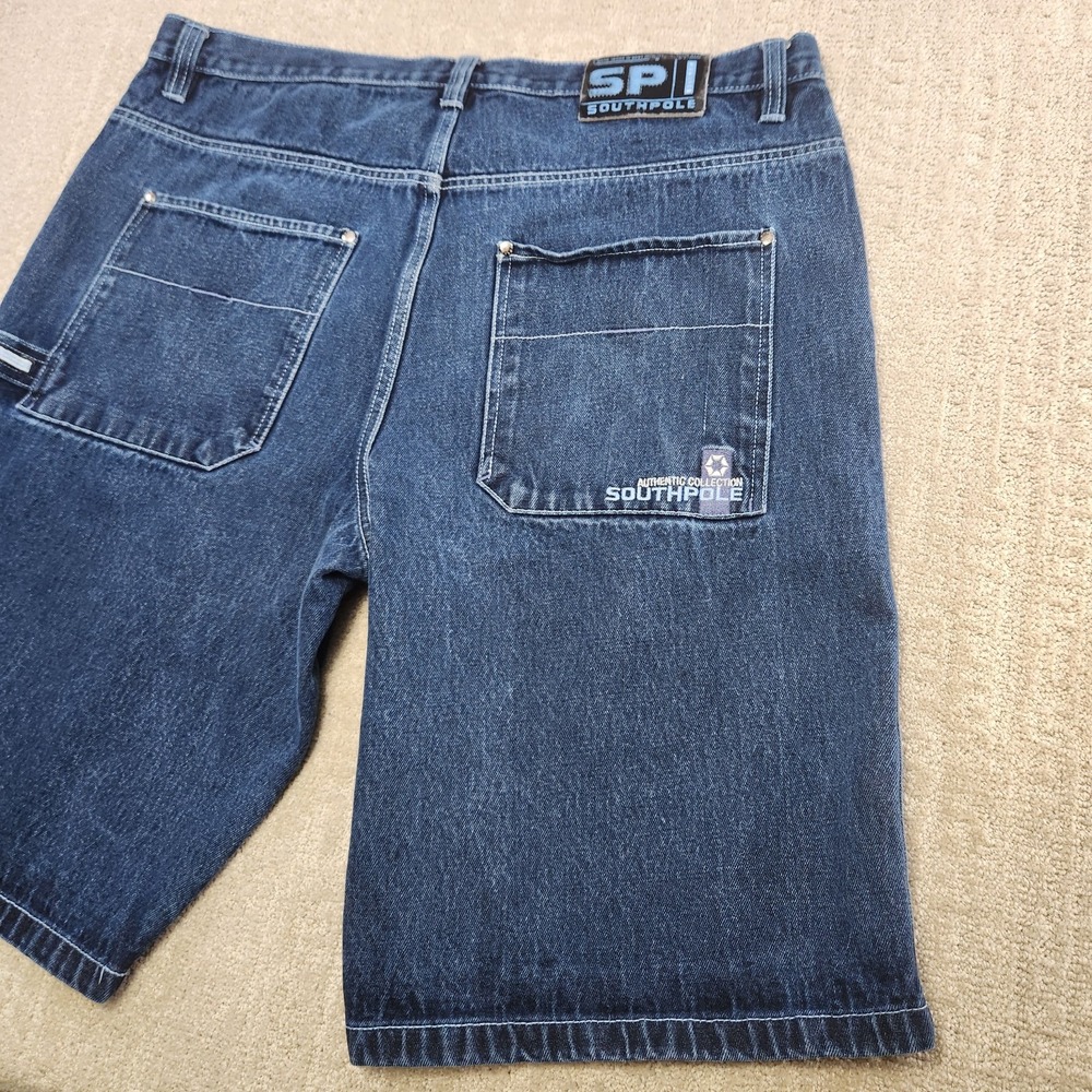 Vintage Southpole Jean Shorts Men 38 *READ Baggy Y2K Jorts Embroidered Wide Leg